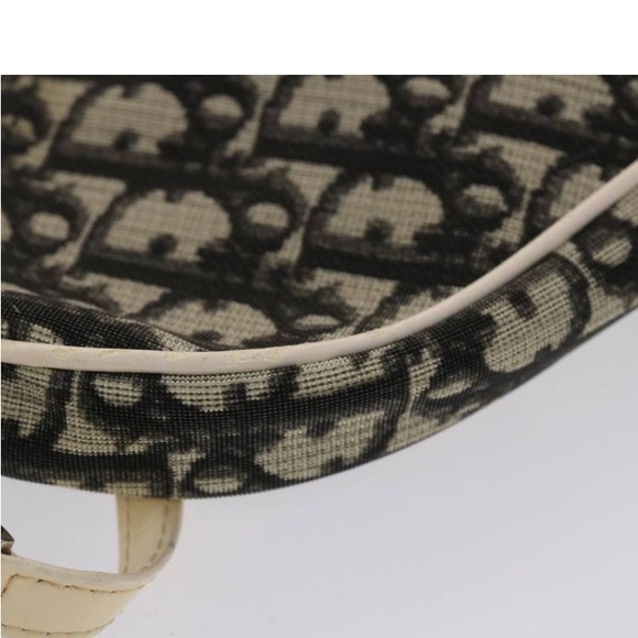 CHRISTIAN DIOR TROTTER Canvas Saddle Pouch Black/ White PREOWNED - Picture 16 of 16